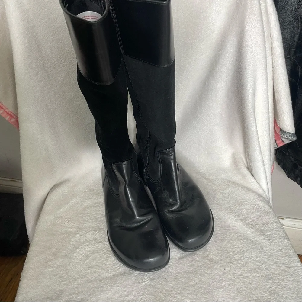 Dansko Delilah Knee High Riding Equestrian Boots Black Suede and Leather Size 41